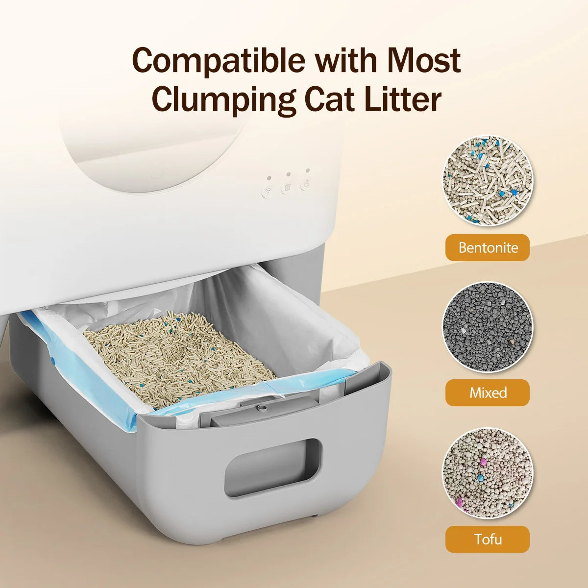 Automatic 95L Smart Cat Litter Box Self-Cleaning Enclosed Tray