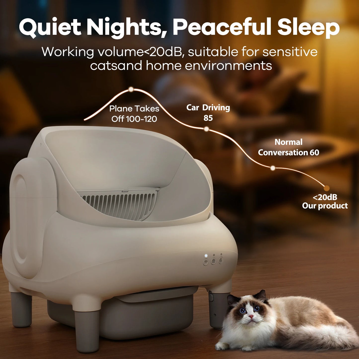 Open Top Self Cleaning Cat Litter Box With App Control For Multiple Cats