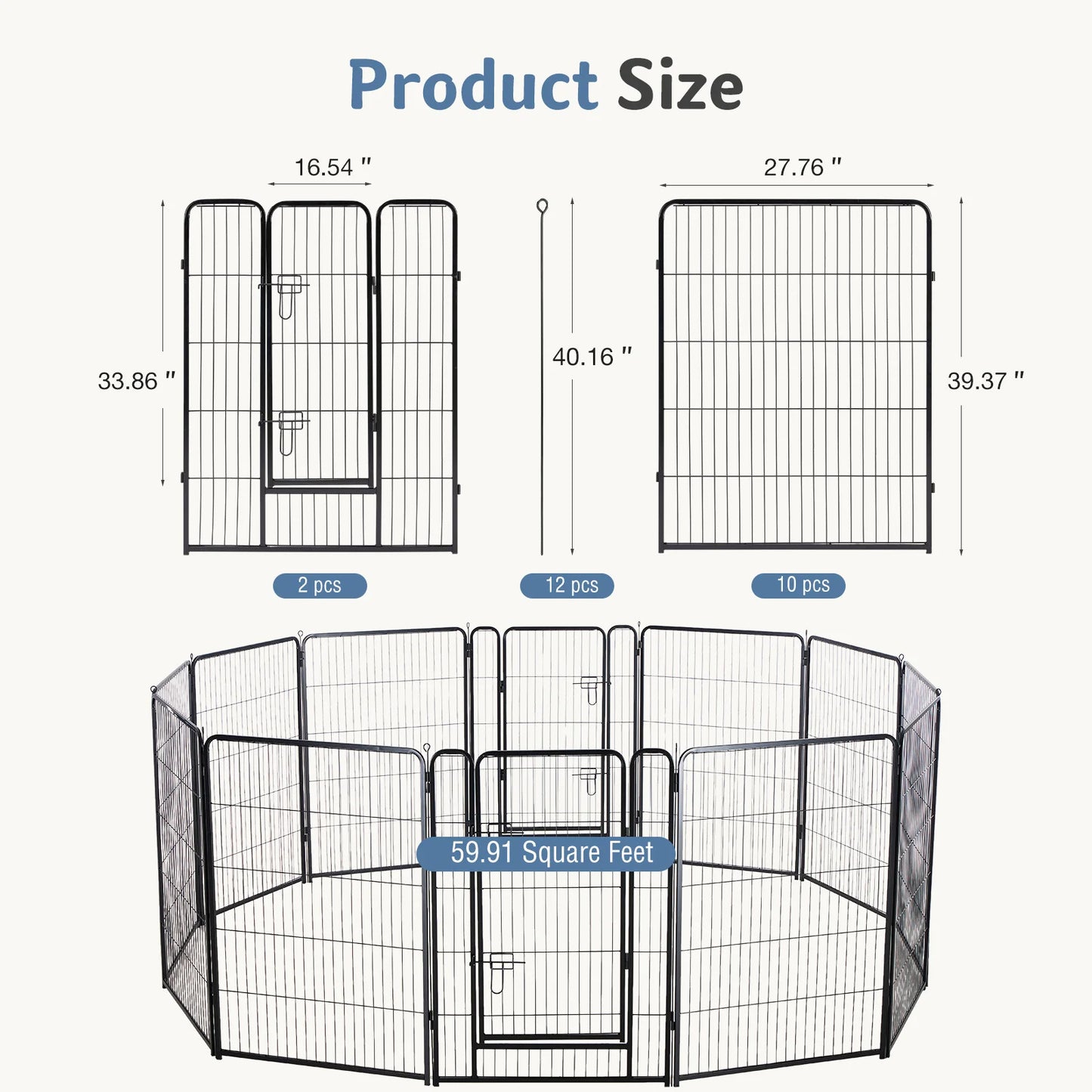 JHK Foldable Metal Dog Playpen For Indoor Outdoor Exercise