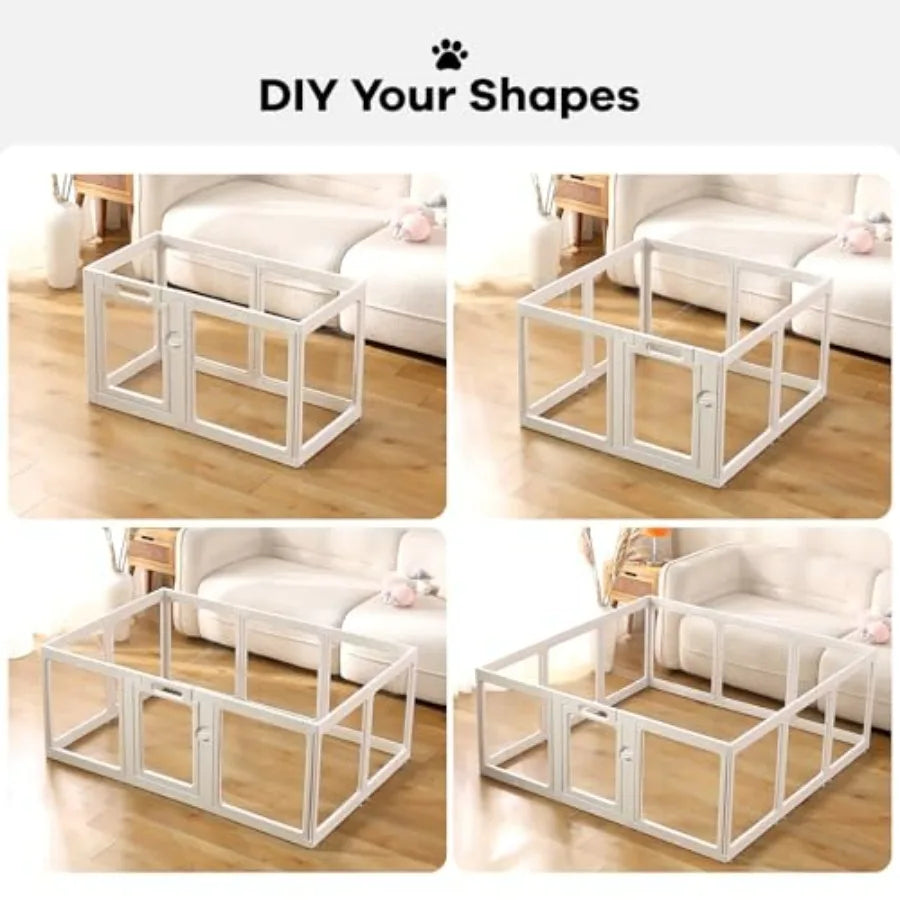 Clear Acrylic Dog Playpen Indoor Pet Pen for Dogs Cats