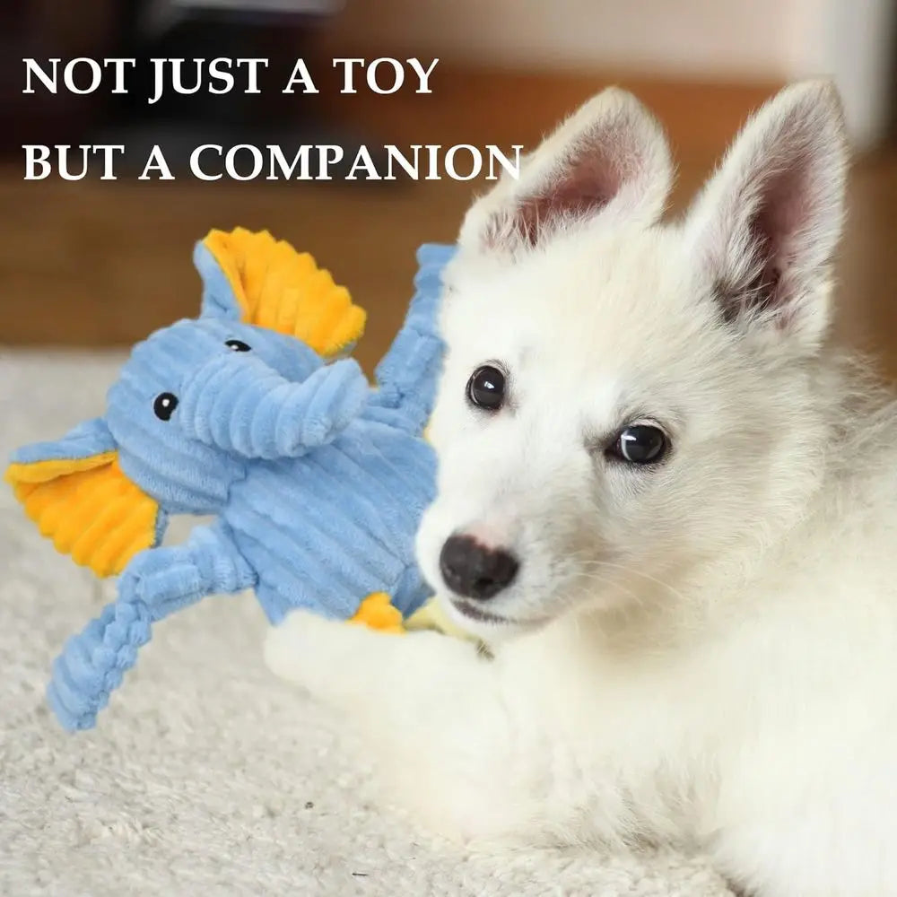5 Pack Tough Squeaky Plush Dog Toys Assorted Animals Bundle