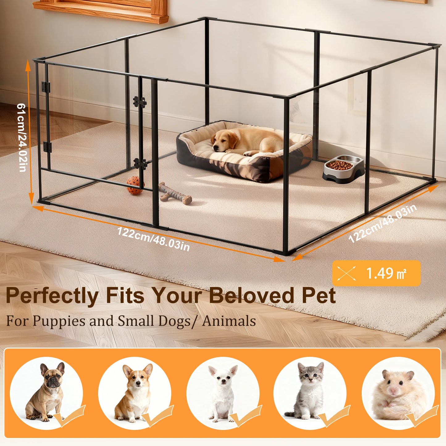 Borwart Acrylic Pet Playpen With Aluminum Frame For All Pets