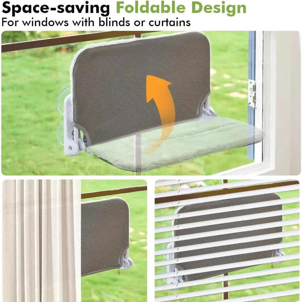 Cat Window Perch Hammock With Metal Suction Cups Reversible Cover
