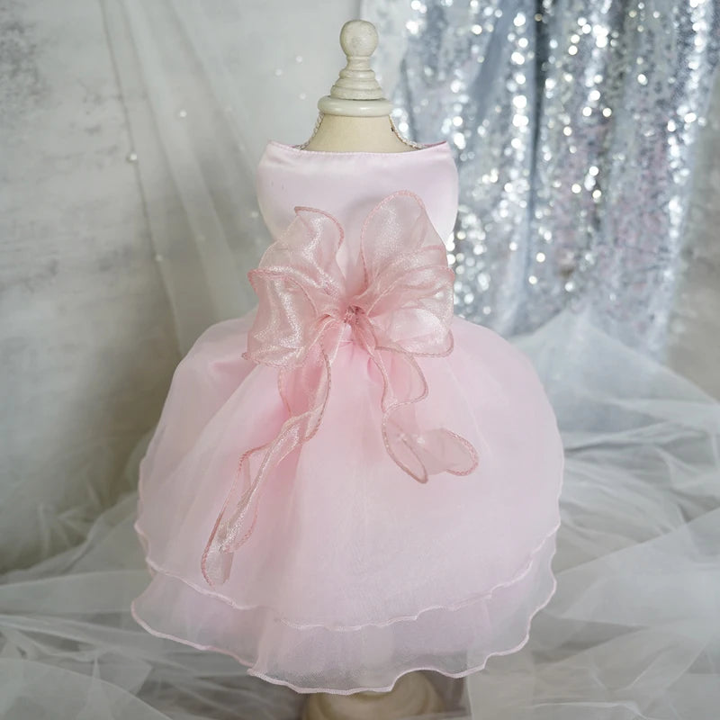 White Satin Dog Wedding Dress For Yorkies Chihuahua