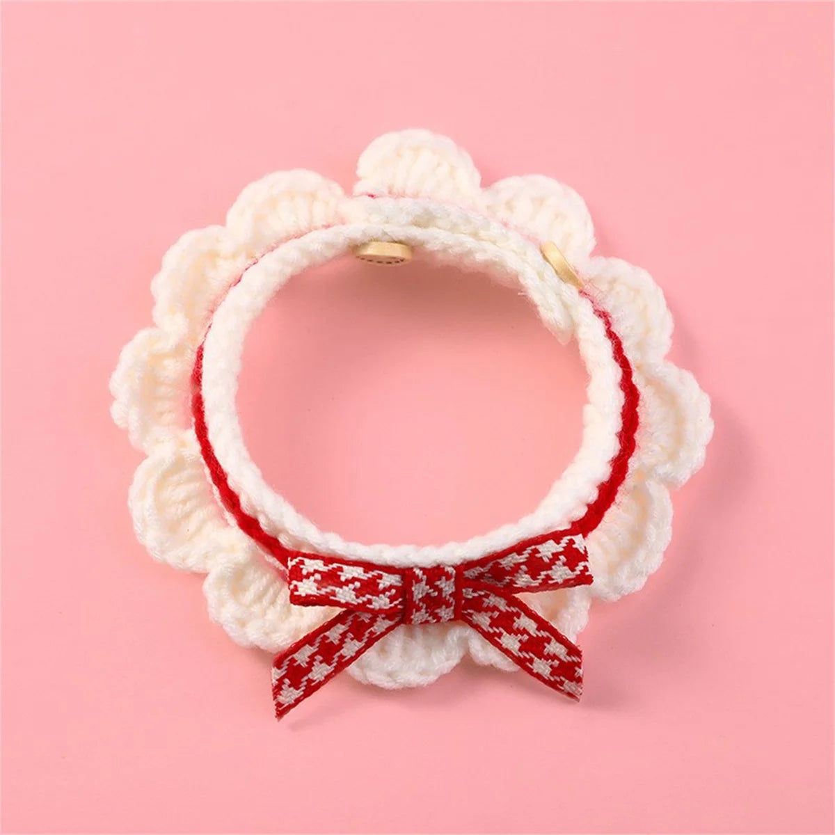 Cute Bow Knot Hand Knitted Pet Collar For Dogs Cats