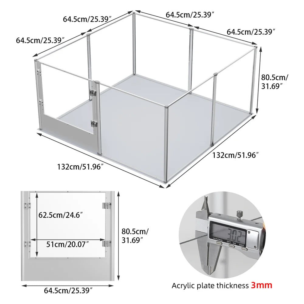 Borwart Durable Acrylic Dog Playpen And Secure Pet Enclosure