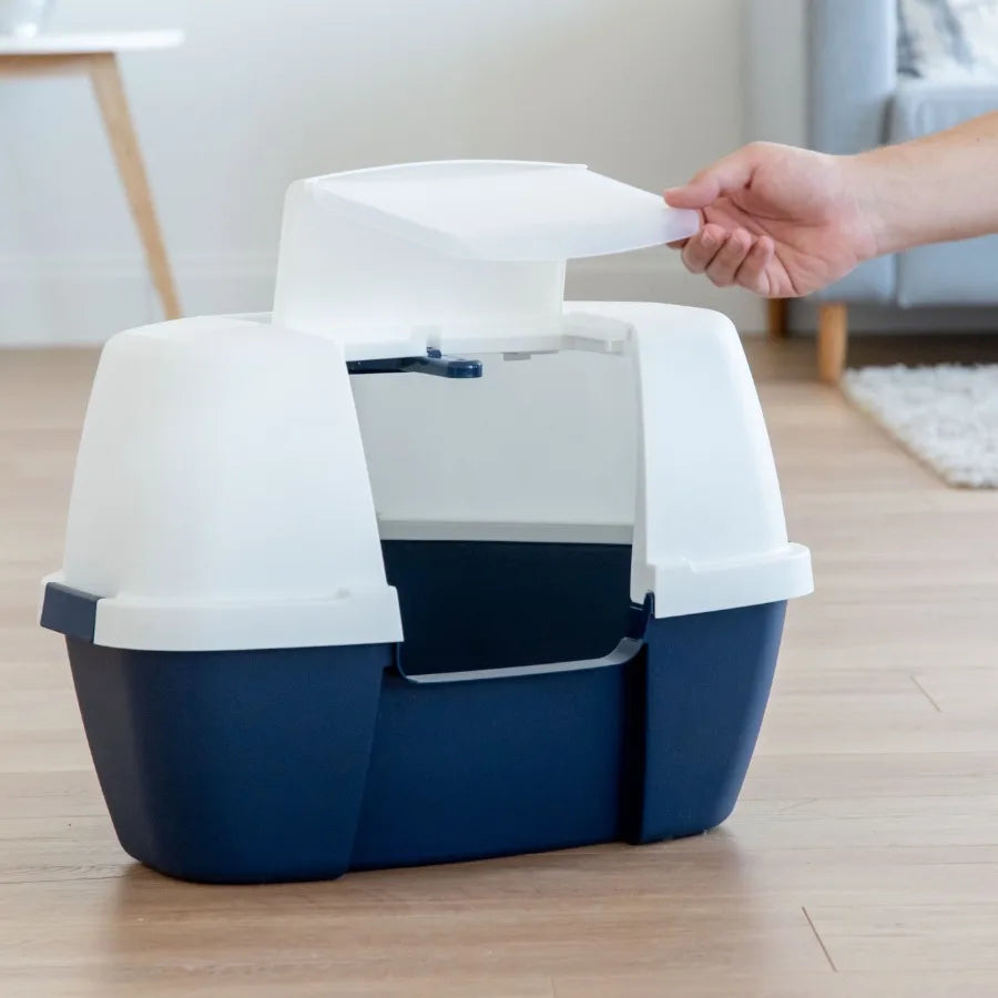 Corner Cat Litter Box With Enclosed Lid Design And Buckles