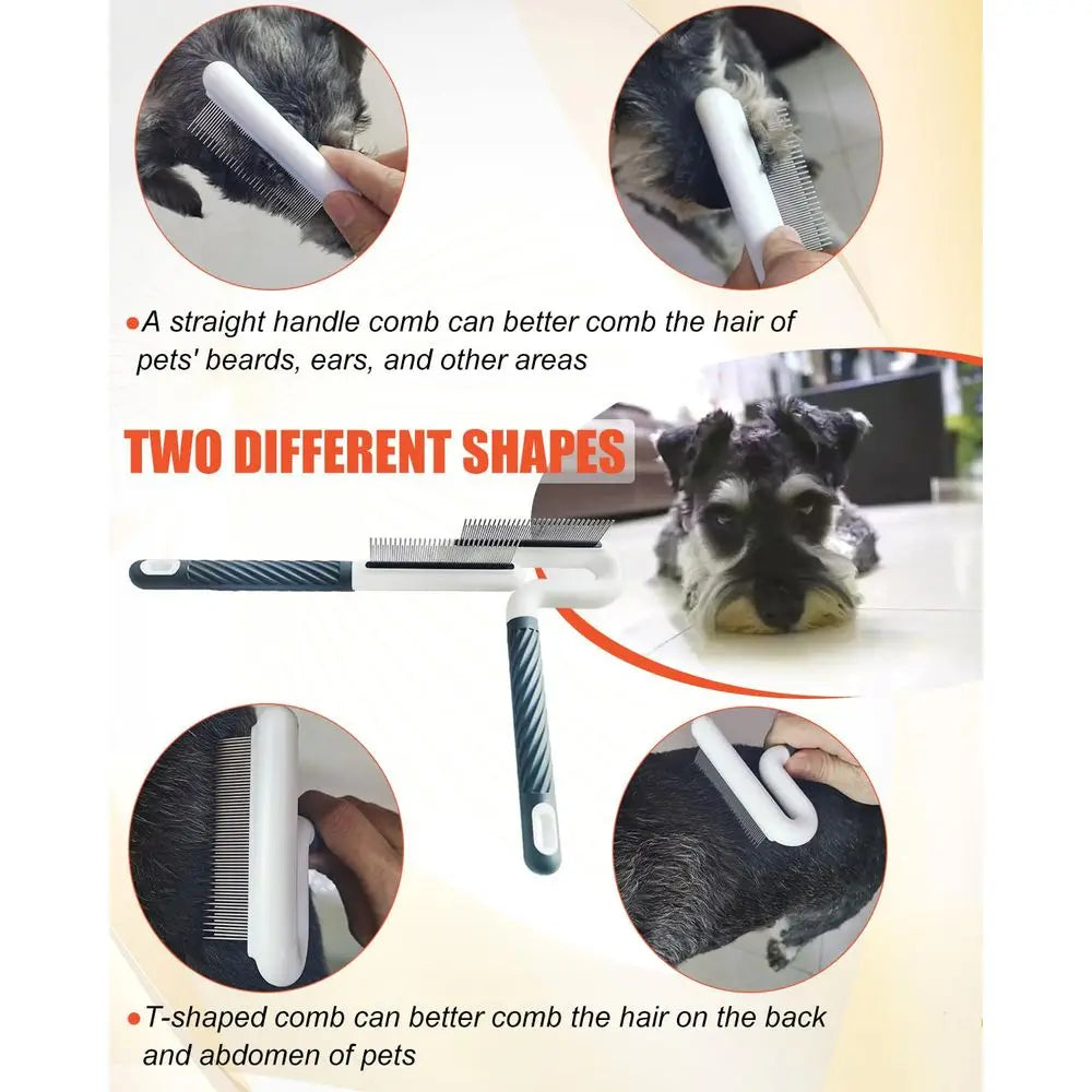 Dual Shape Pet Comb With Stainless Steel Teeth For Dogs And Cats