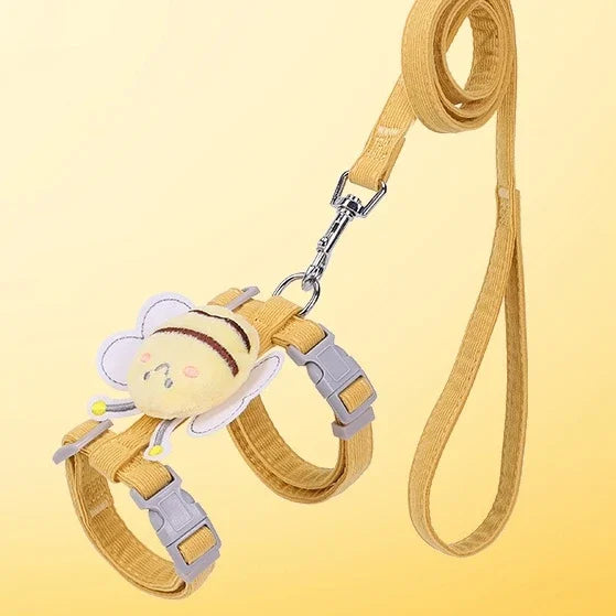 Bee Themed Cat Harness Leash Set Adjustable For Small Medium Pets
