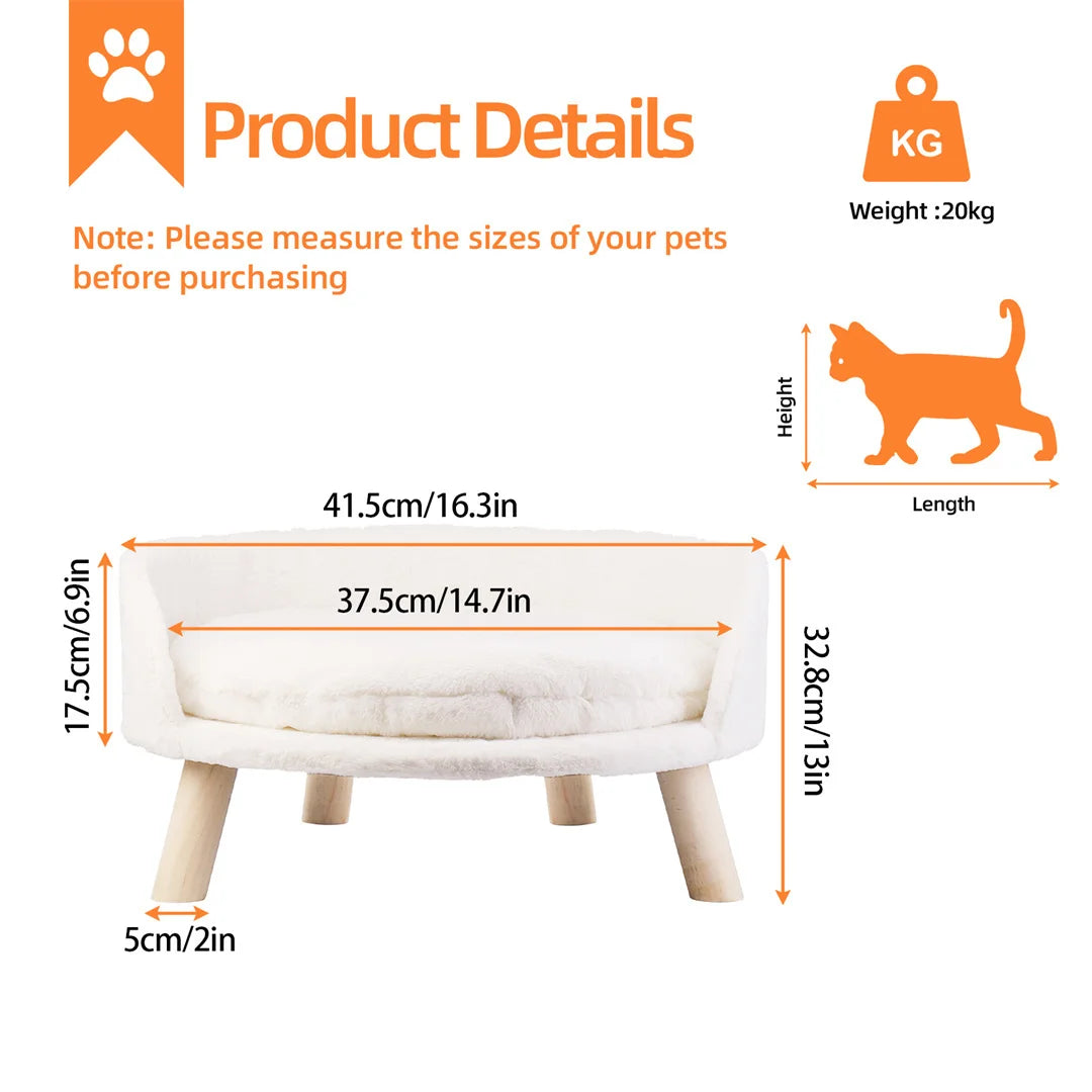 BINGOPAW Luxury Plush Cat Bed Nest Chair With Wood Legs