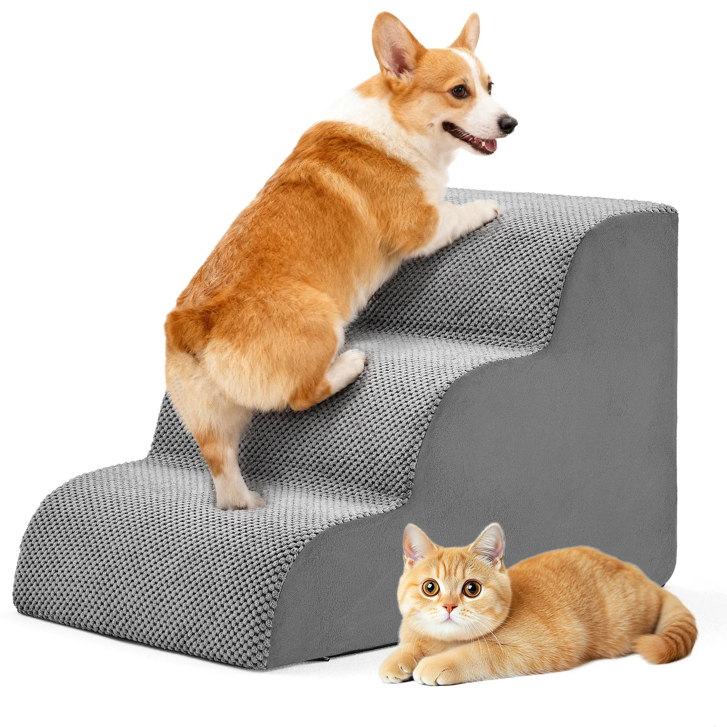Curved High-Density Foam Dog Stairs Ramp For Small Dogs Non-Slip