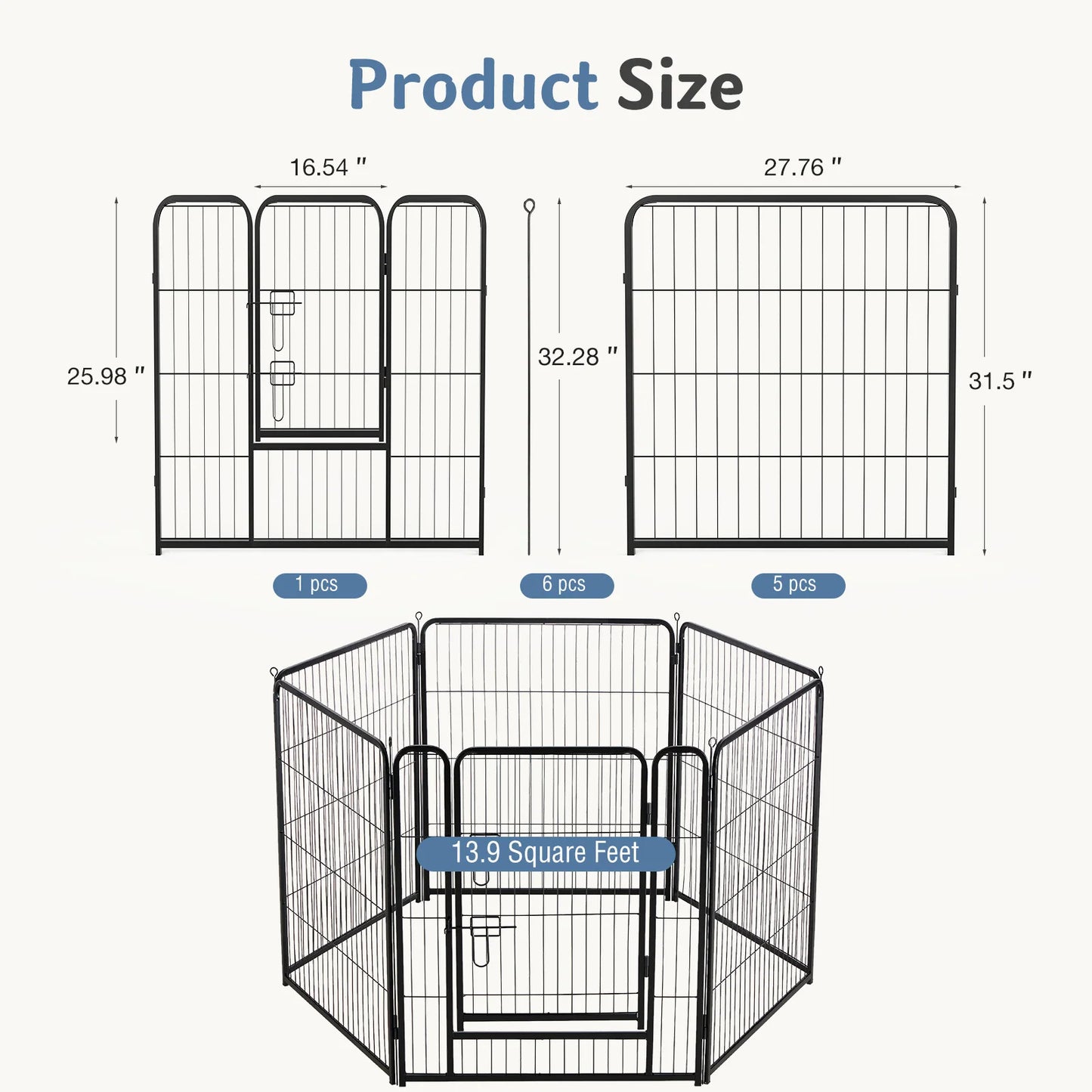 JHK Durable Metal Dog Playpen Foldable Outdoor Pet Exercise Fence