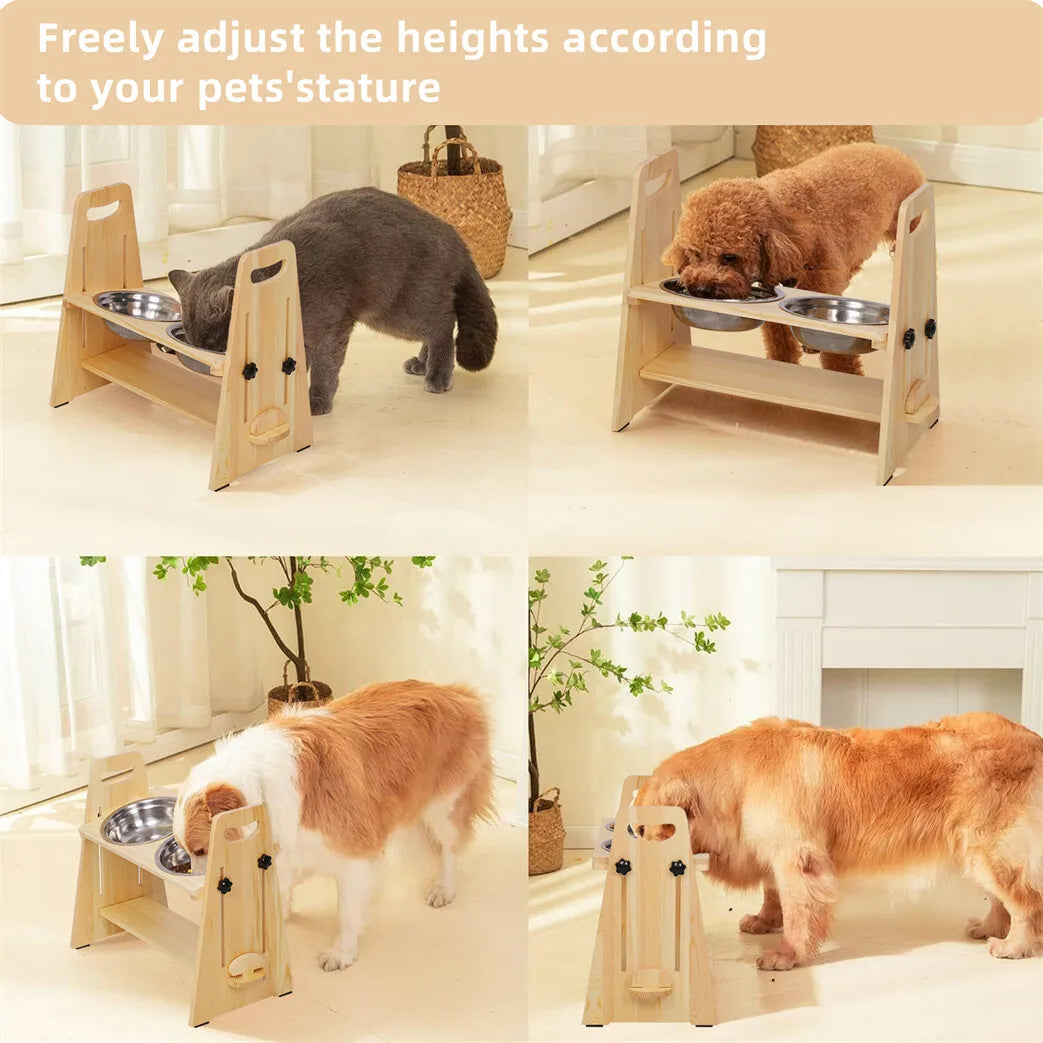 Height Adjustable Elevated Dog Bowls Stand For All Dogs