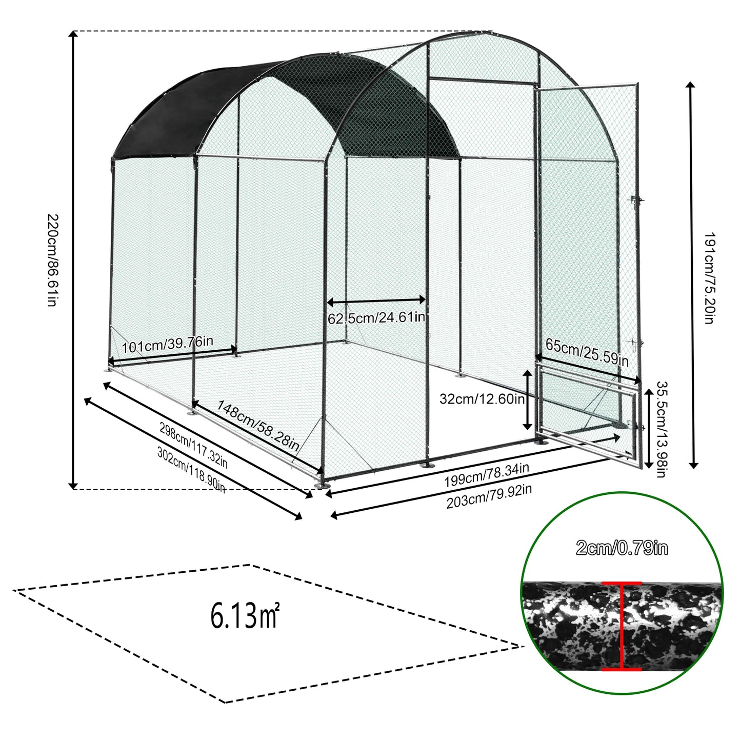 BORWART Chicken Coop Cage Outdoor Walk-In Run Pen With Netting