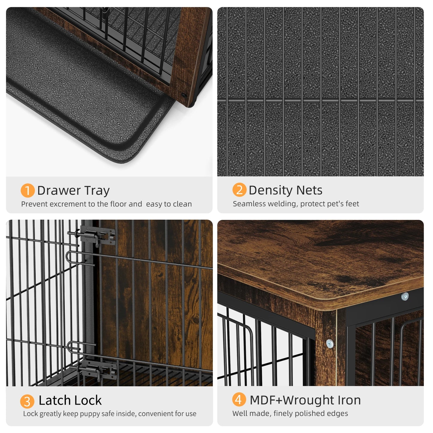 BORWART Wooden Elevated Dog Crate End Table With Double Doors