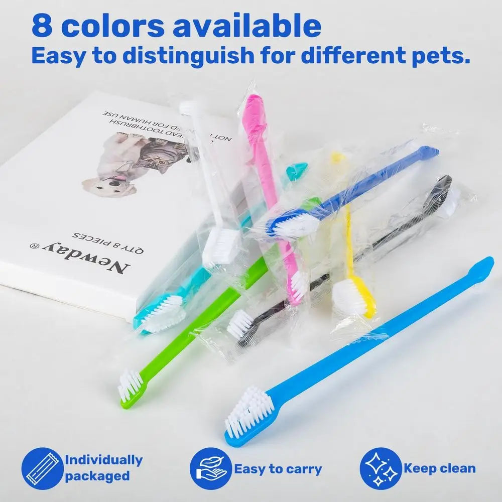 Dog Toothbrush 8-Pack Dual Head Soft Bristles For Pets