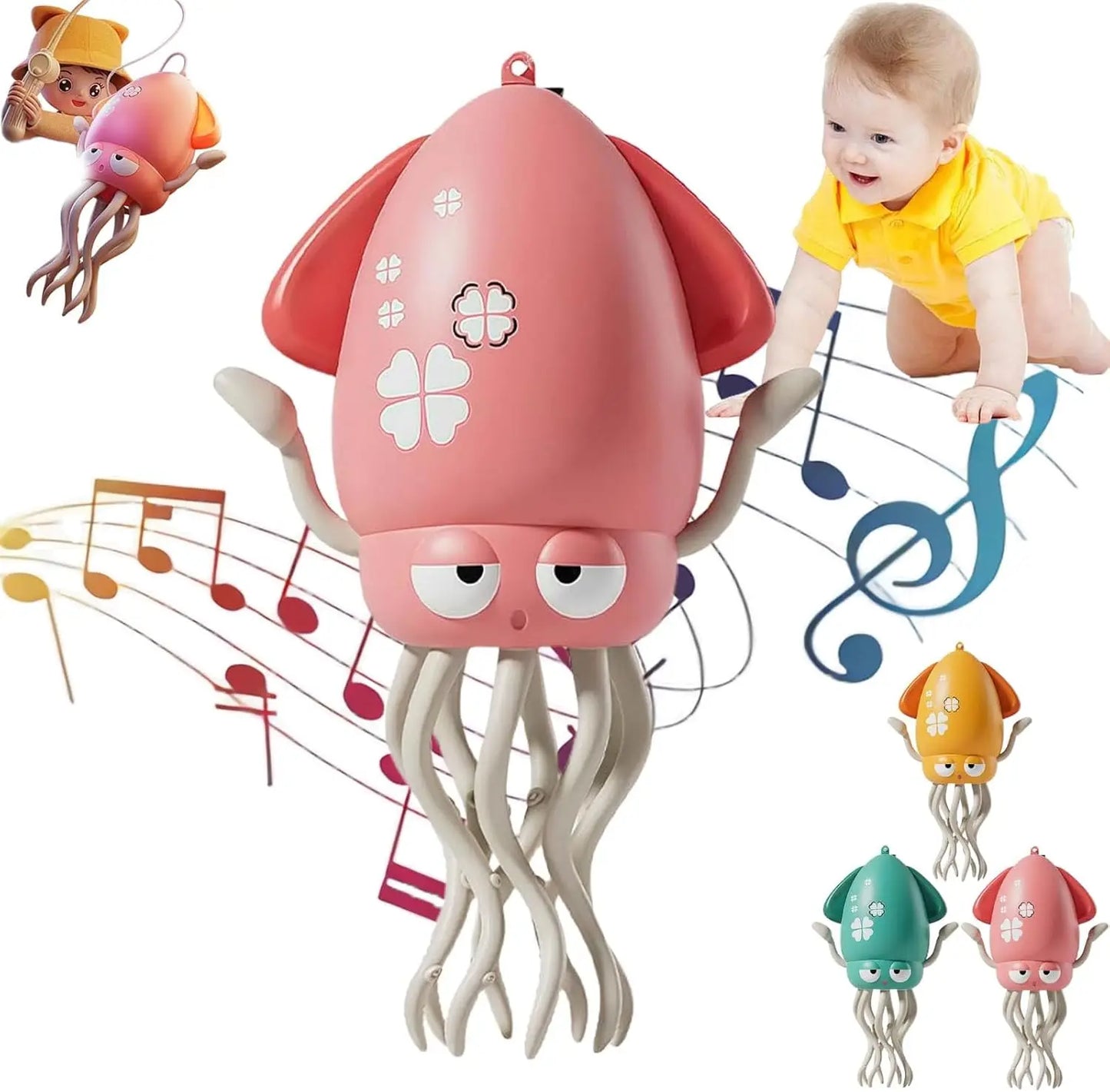 CONUSEA LED Dance Octopus Toy USB Rechargeable Interactive Baby
