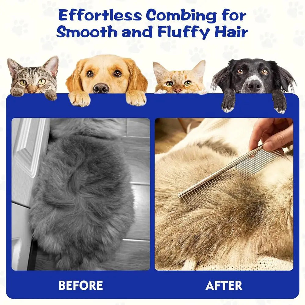 Stainless Steel Pet Grooming Comb Set for Tangles 7 Pack