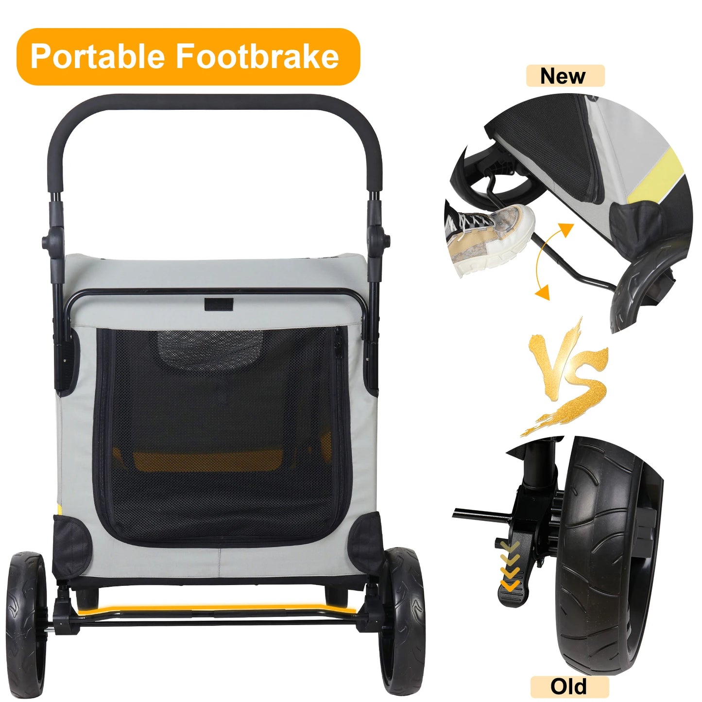 Dog Stroller for Two Dogs Foldable Pet Pram with Wheels
