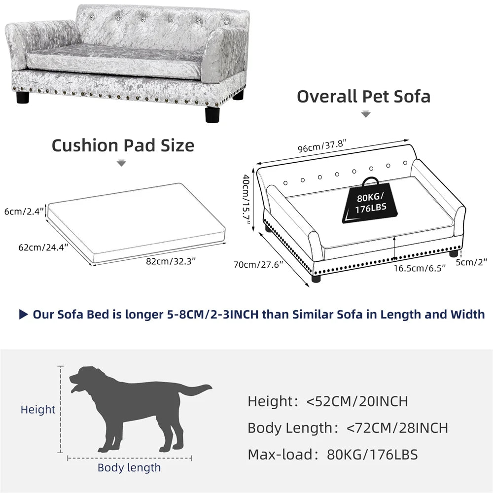 BORWART Heavy Duty Pet Sofa Bed Raised Dog Cat Couch