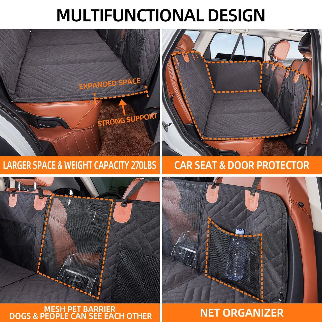 Car Back Seat Pet Cover Waterproof Protector With Safety Belt