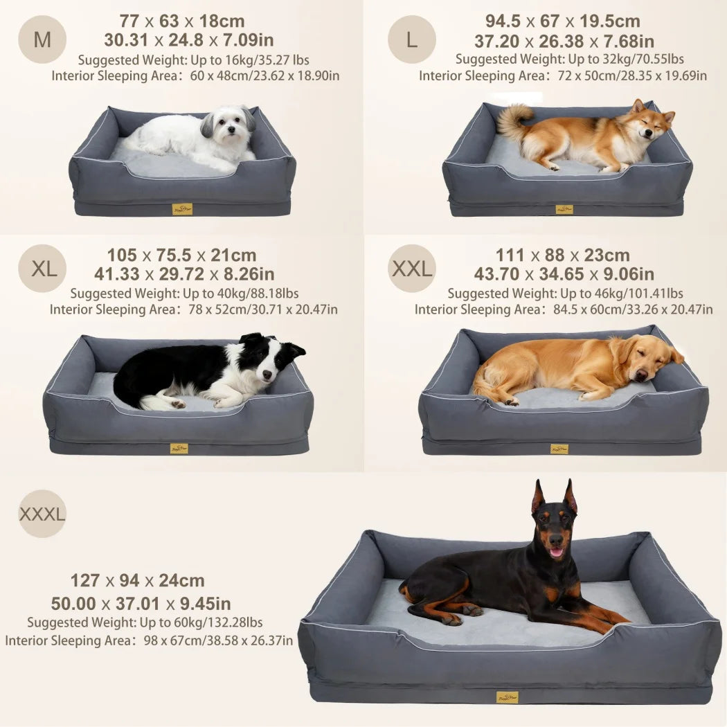 BORWART CN Orthopedic Dog Bed With Removable Cover And Bolster