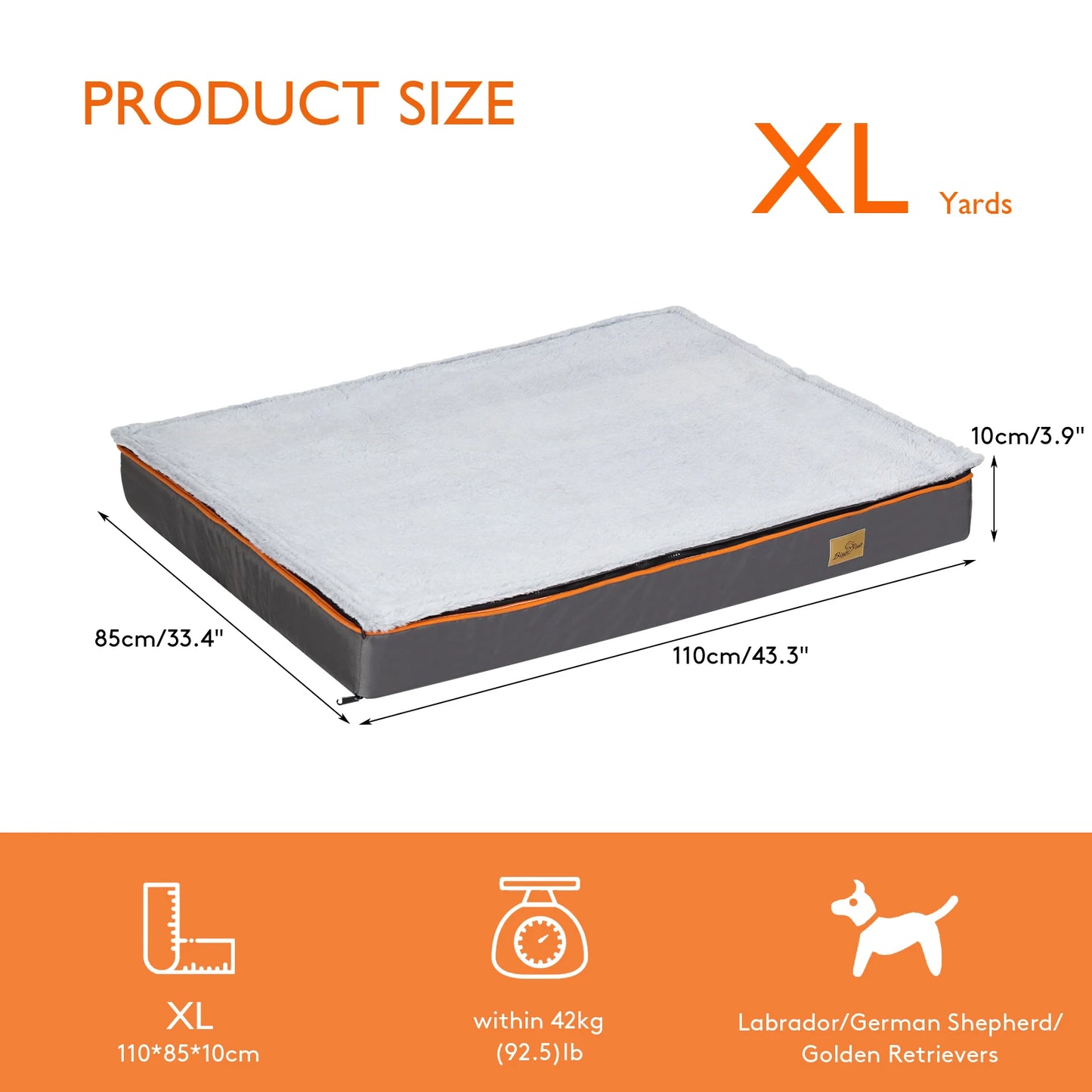BINGOPAW Orthopedic Dog Bed Foam Cushion With Washable Cover