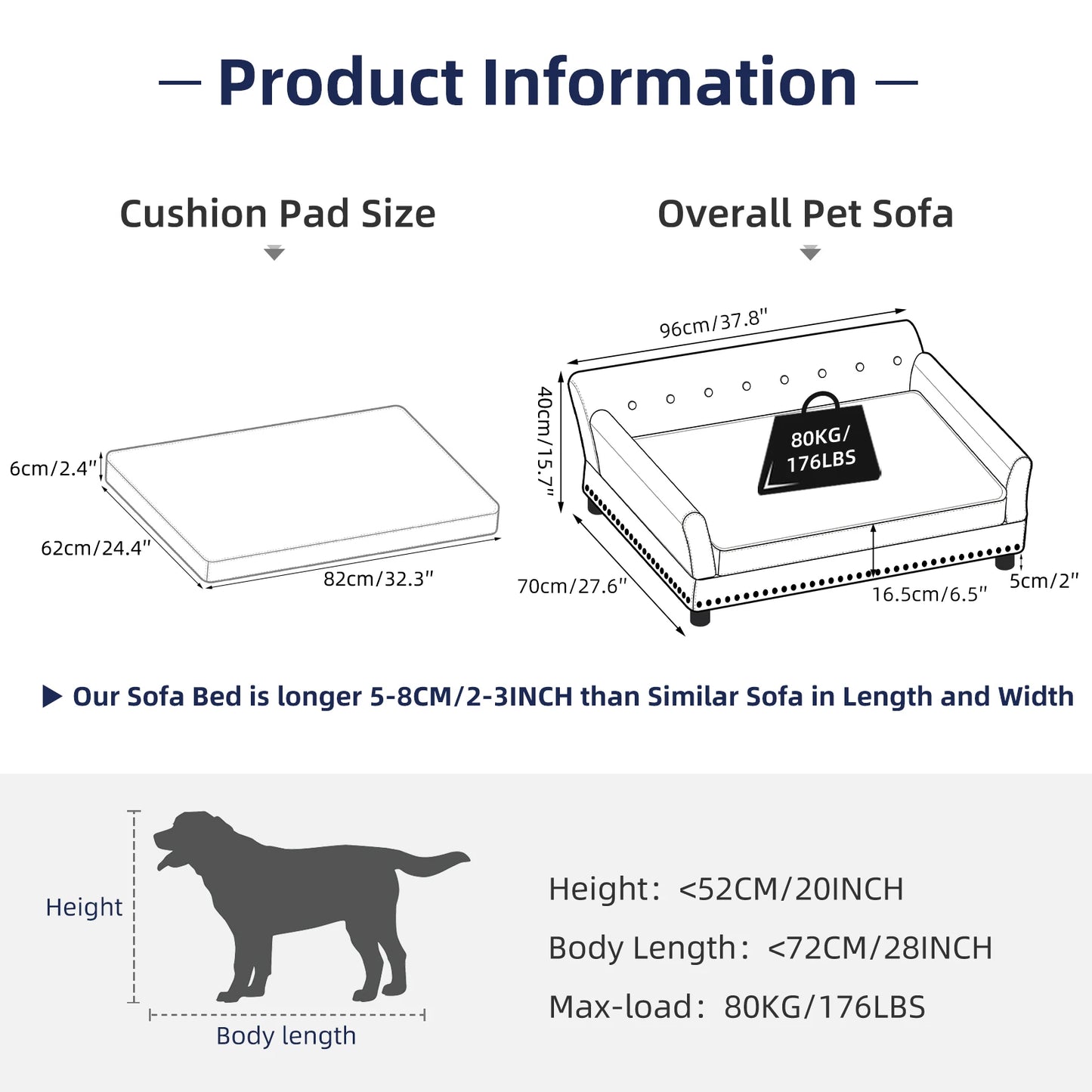 BINGOPAW Elevated Dog Sofa Bed With Cushion