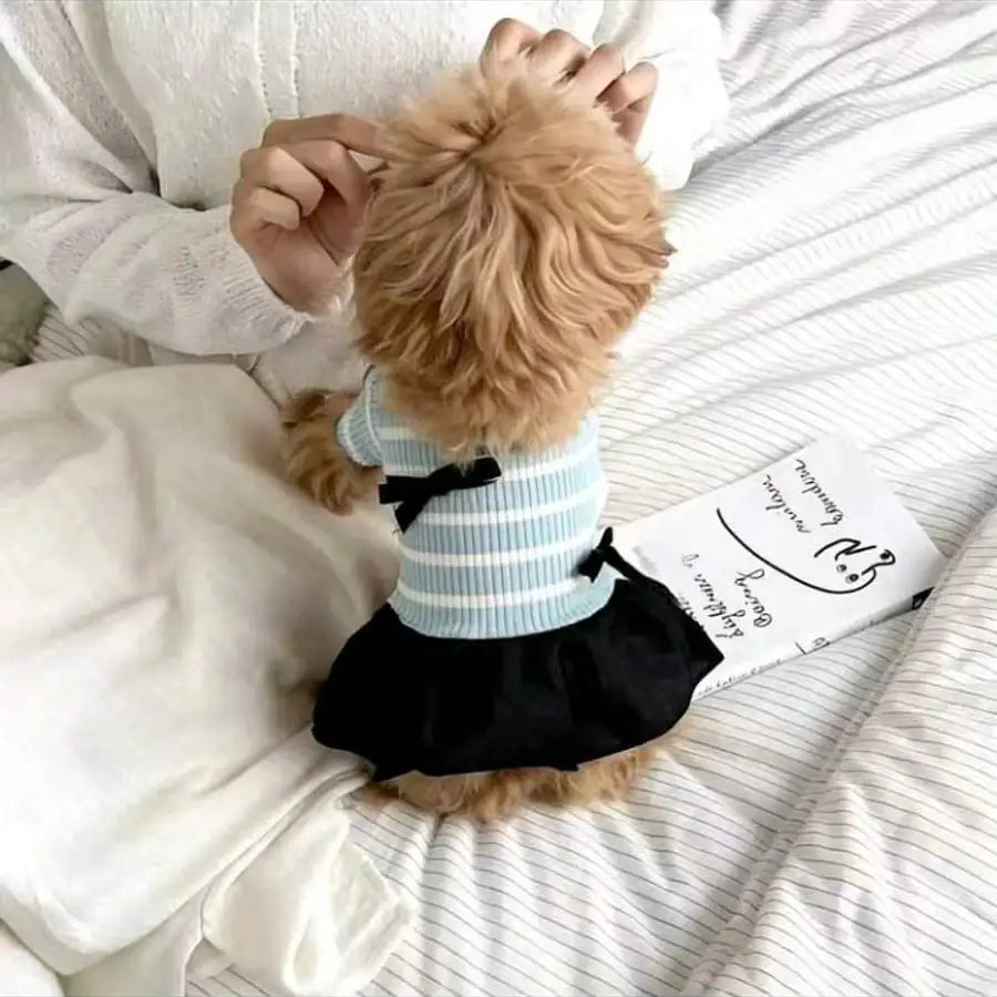Dog Striped Casual Dress Lightweight Airy Fabric Pet Clothes