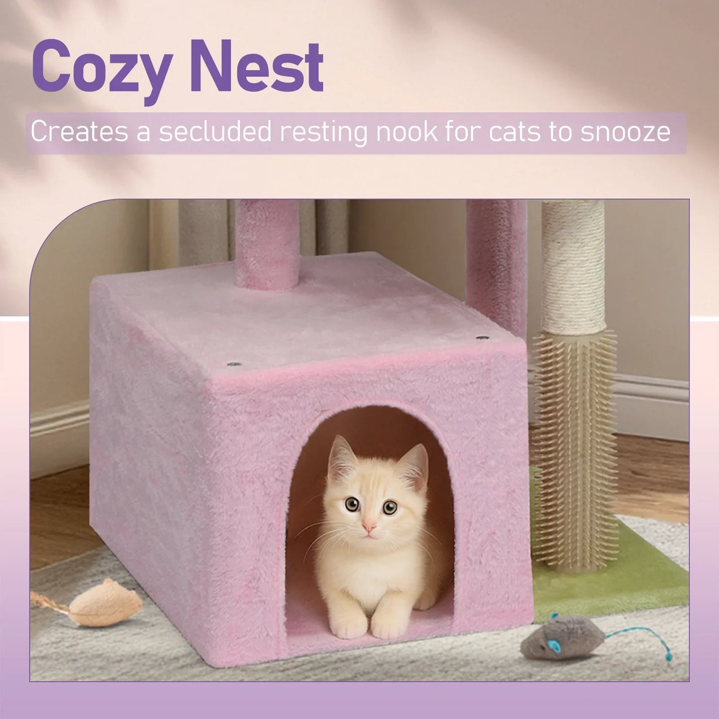Four Level Cat Tower With Scratching Post And Cozy Bed