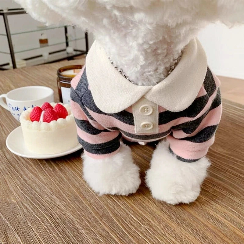 Summer Polo Shirt for Dogs Striped Cooling Vest Small Medium