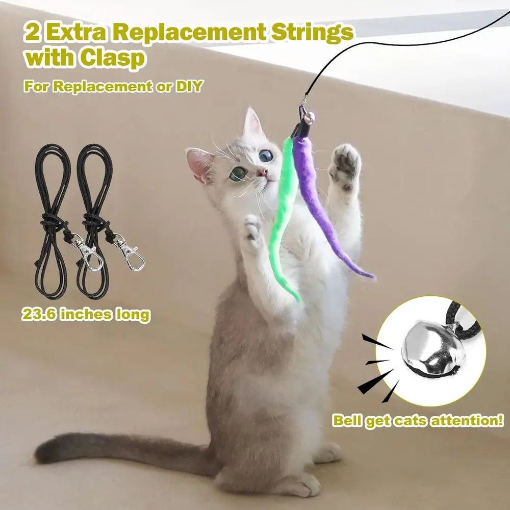 Retractable Wand Cat Toy With Feather Toys For Indoor Cats