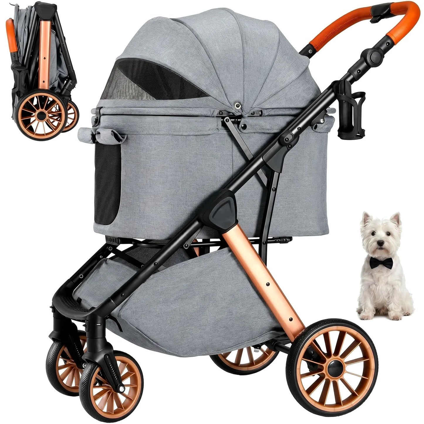 Foldable Medium Pet Stroller With Shock Absorbers