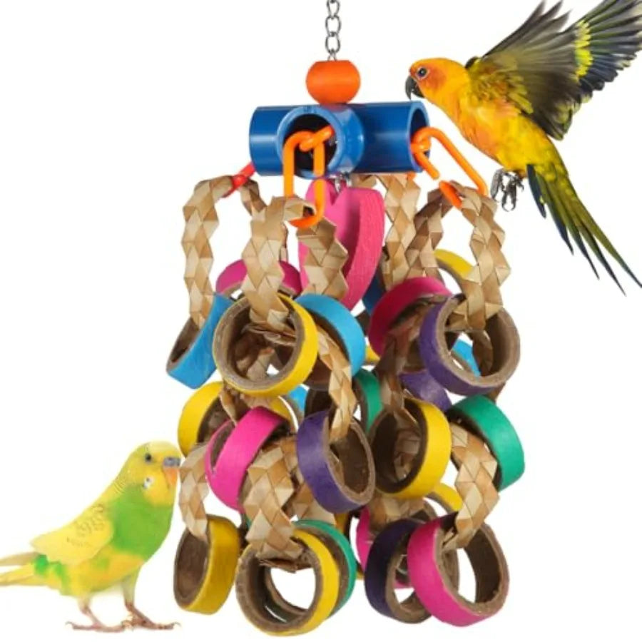Conure Bird Toys Foraging Shredder Bagel Chewy Rings 24 Pieces