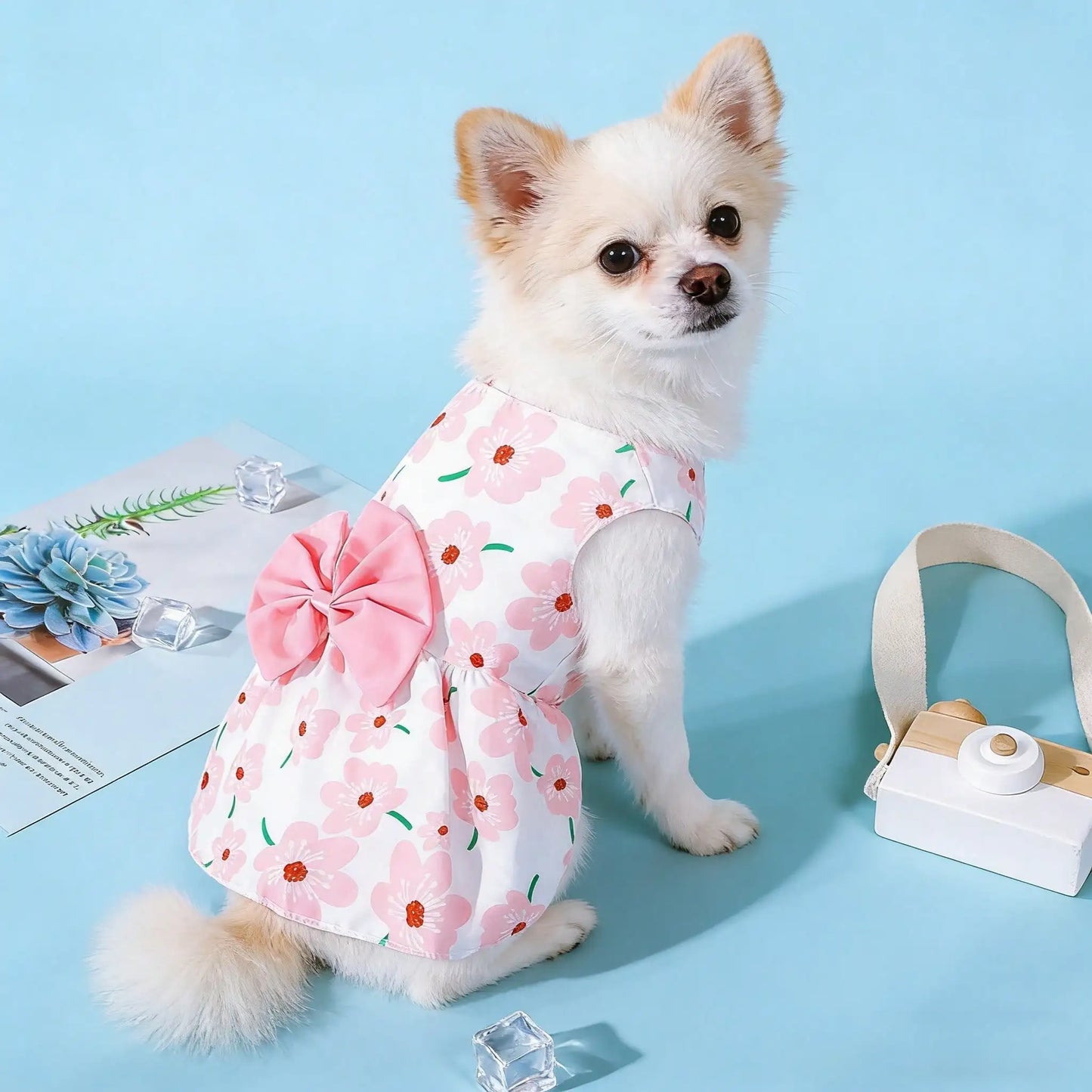 Vibrant Floral Fruit Pattern Pet Dress For Cats And Dogs