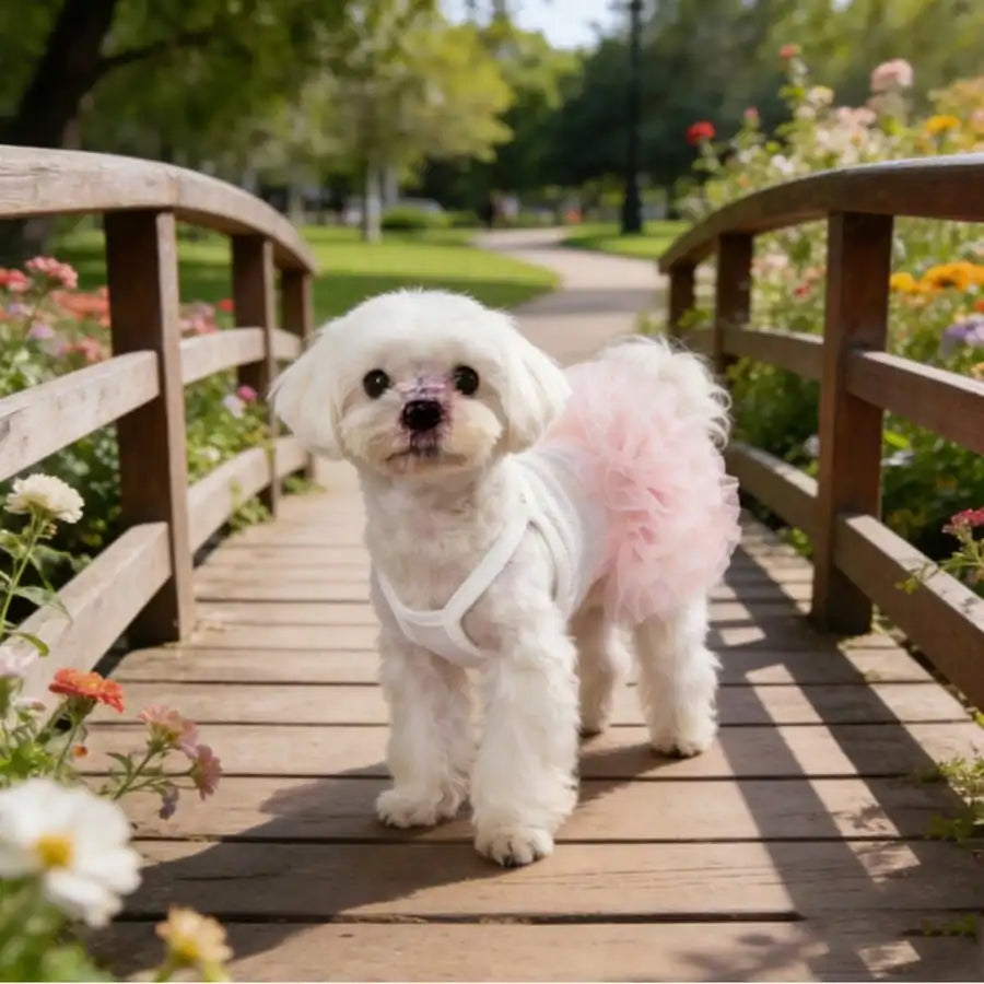 Elegant Ballet Tulle Dress For Dogs Sleeveless Princess Party Outfit