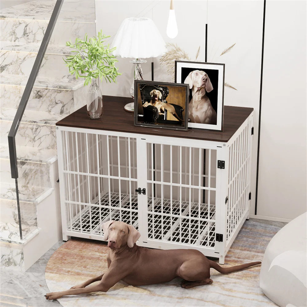 BORWART Wooden Dog Crate End Table Kennel With 3 Doors