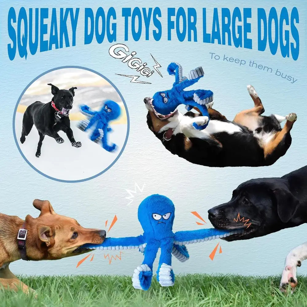 Tough Dog Toys Squeaky Tug War Interactive Chew Toy Crinkle