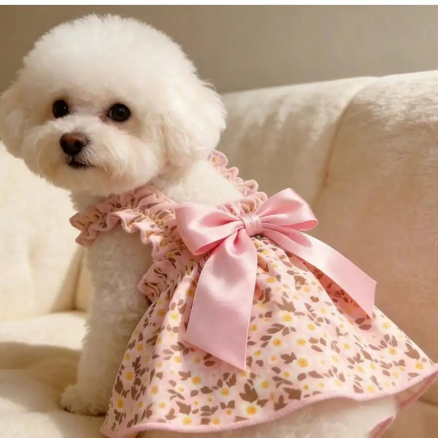 Romantic Ditsy Floral Sleeveless Pet Dress For Small Dogs
