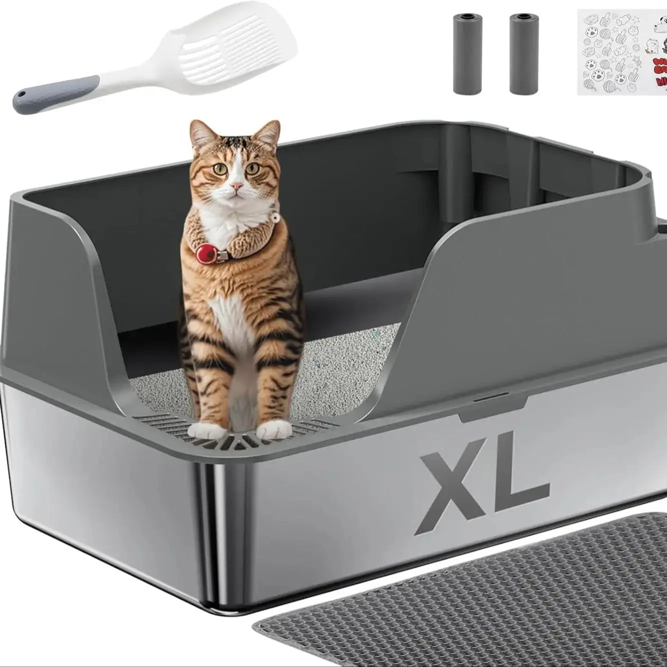 Stainless Steel Cat Litter Box With Lid Leak Proof Design