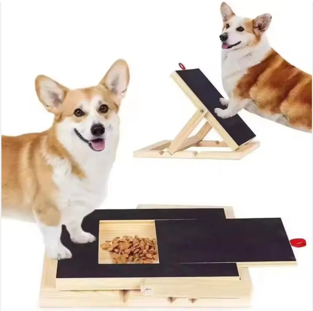 Adjustable Wooden Dog Nail Scratch Board With Treat Drawer