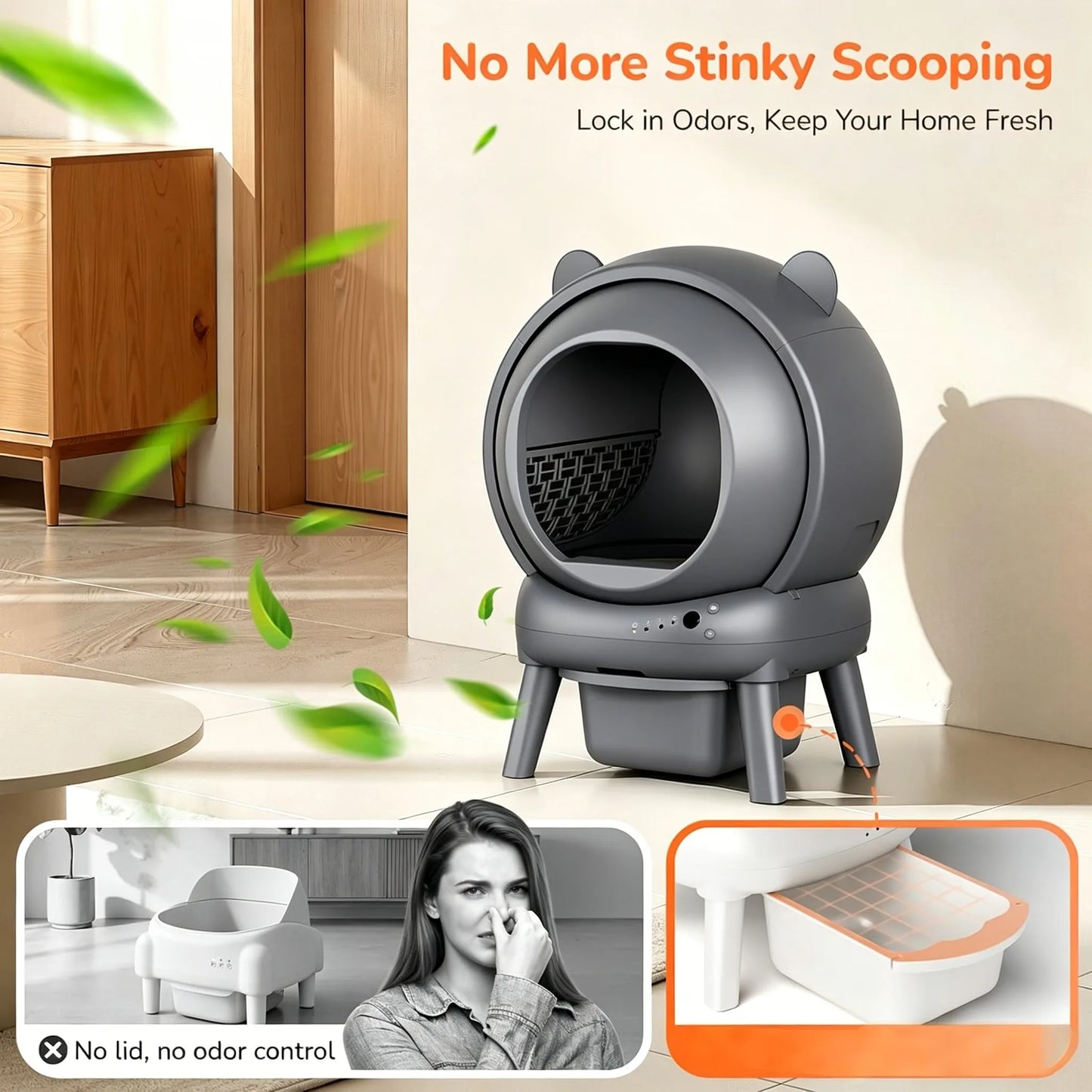 Smart Self Cleaning Litter Box For Multiple Cats With App