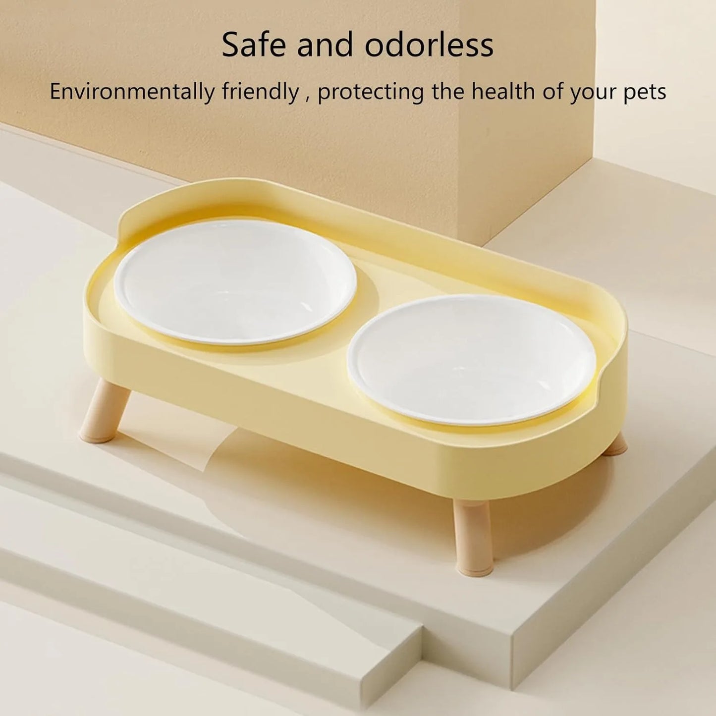 Elevated Pet Bowl Set With Raised Feeding Stand Splash Proof