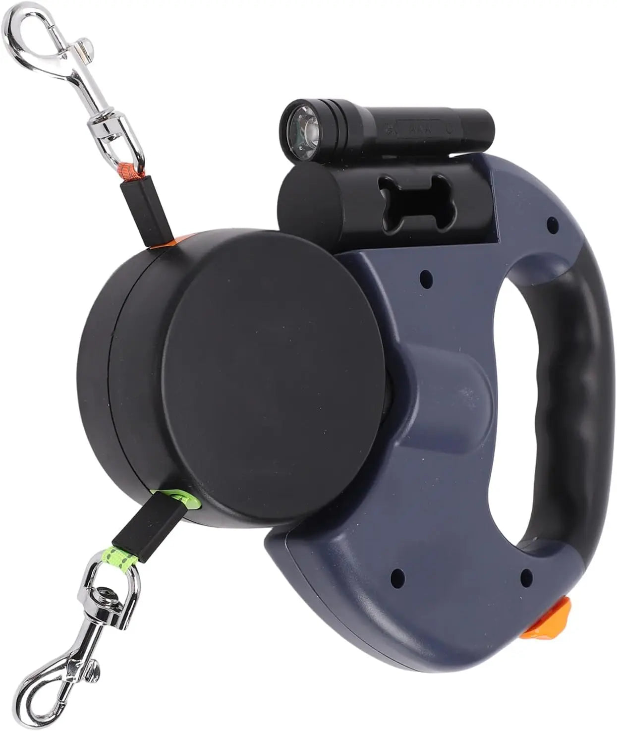 Double Ended Dog Leash Dual Head Nylon With Flashlight