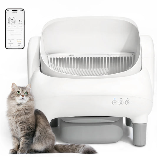 Open Top Self Cleaning Cat Litter Box With App Control For Multiple Cats