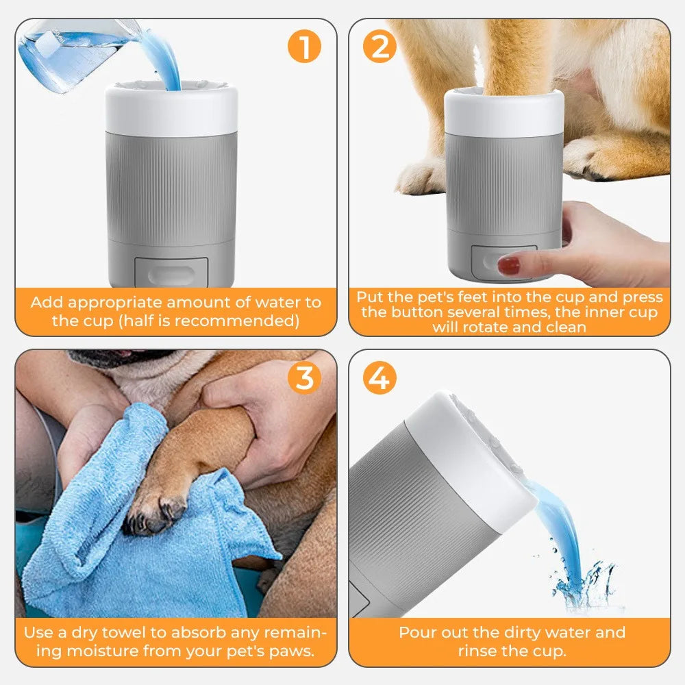 Portable Dog Paw Washer Cup With Silicone Brush