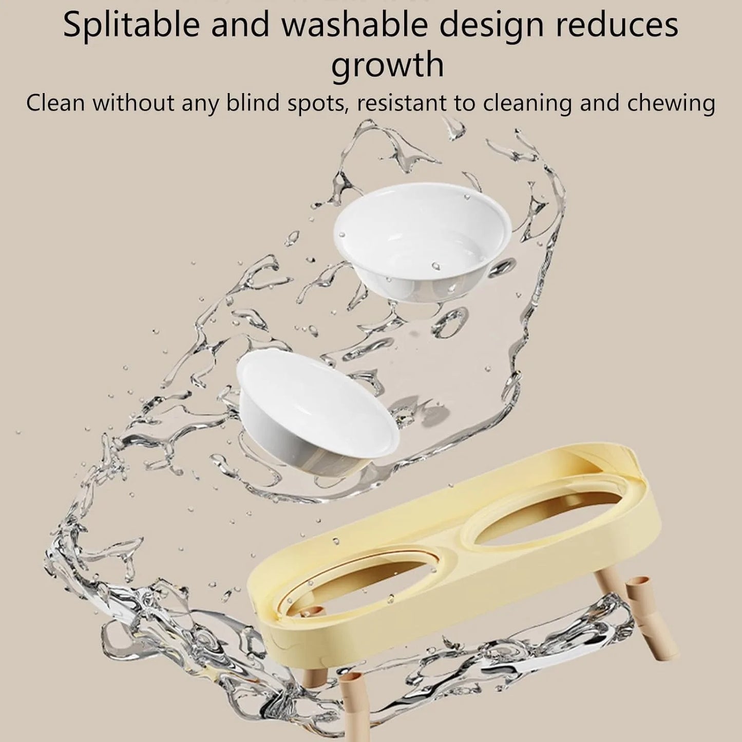 Elevated Pet Bowl Set With Raised Feeding Stand Splash Proof