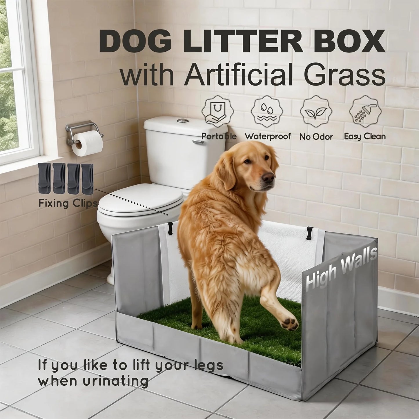 Foldable Odor Free Dog Litter Box With Pee Pad Holder