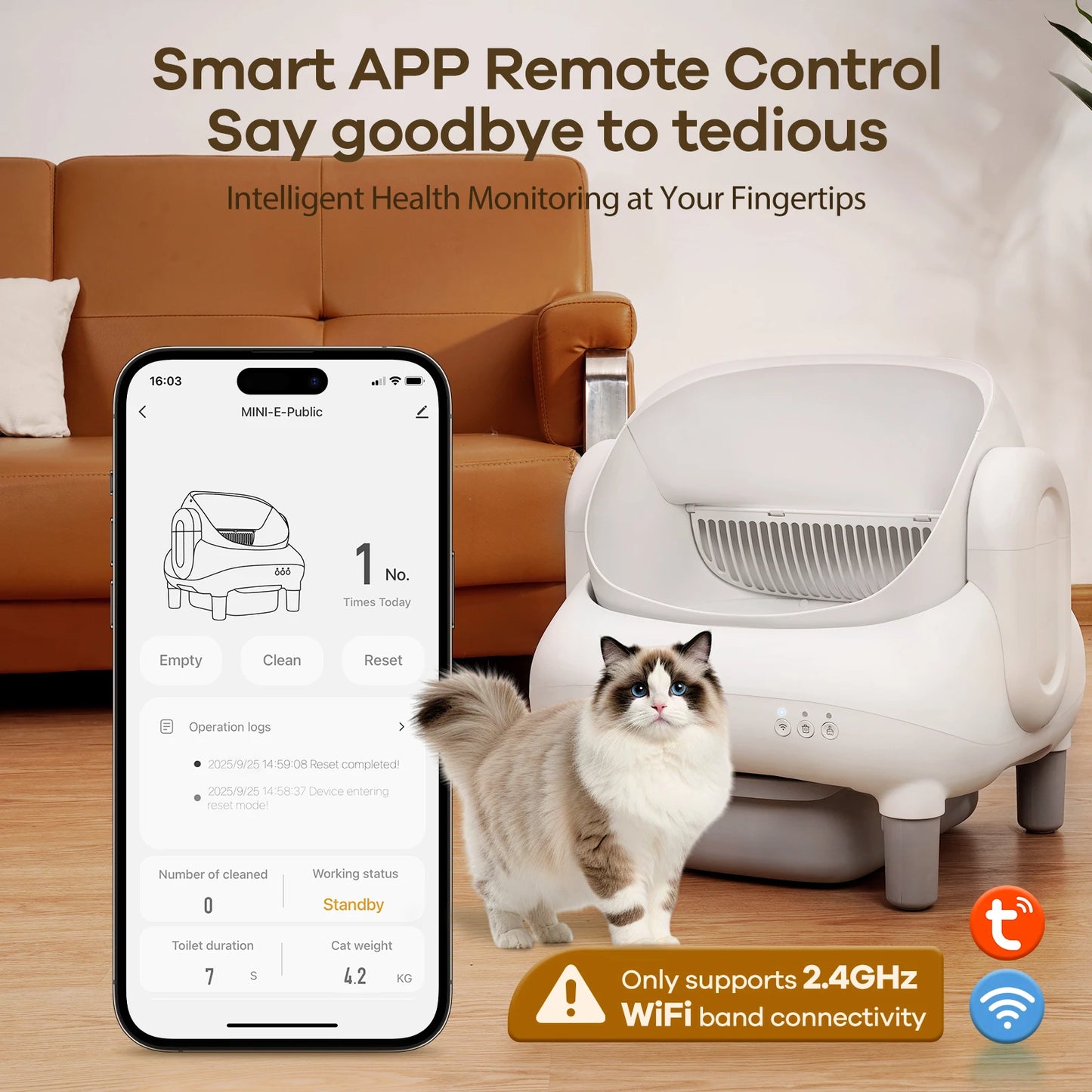 Open Top Self Cleaning Cat Litter Box With App Control For Multiple Cats