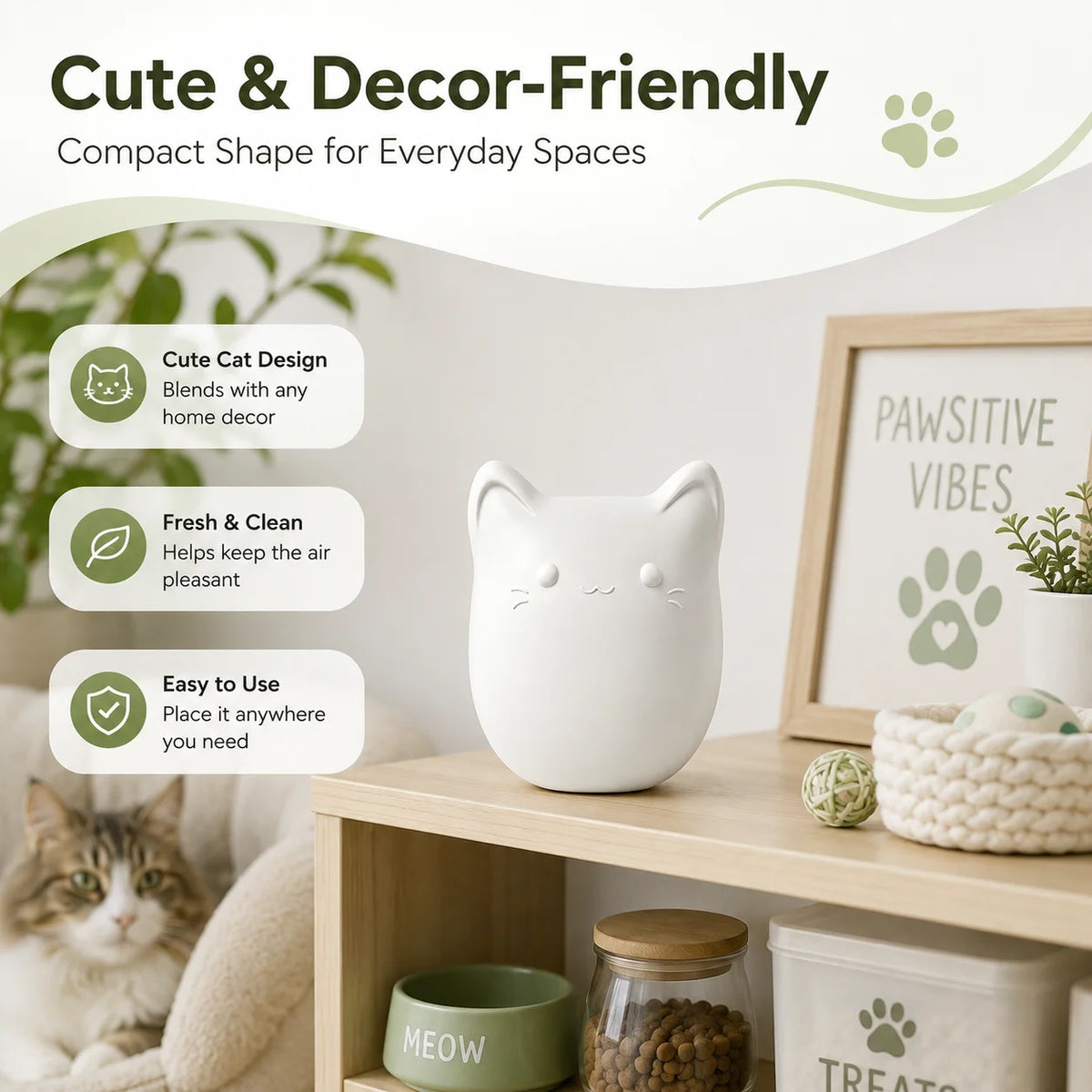 Rechargeable Cat Shaped Pet Odor Eliminator Deodorizer For Cat Litter Box